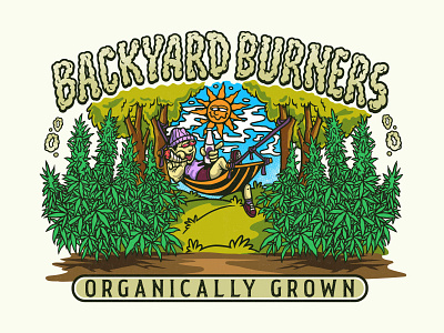 Backyard Burners artwork cannabis drawing handdrawnlogo homegrown homegrowncannabiscompany illustration logo logodesign pictoriallogo weed