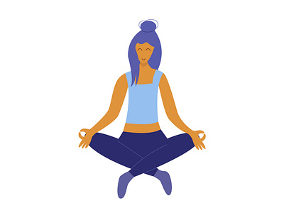 Girl meditates sitting in the lotus position Flat vector
