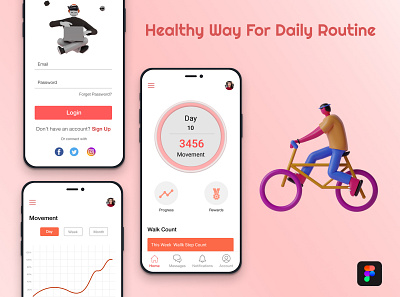 Healthy Way For your Daily Routine app branding design figma typography ui ui design wireframing