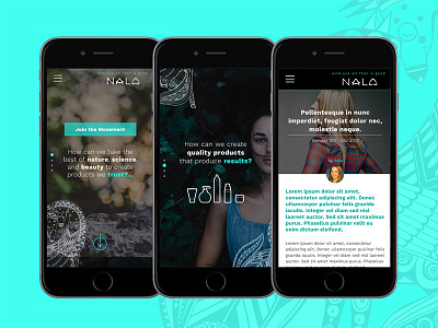 Nala Mobile cosmetic iphone mobile mobile web nala skincare teal ui visual design