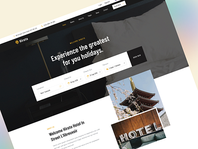 Hiroto Hotel landing page agency booking design hotel landing page ui uiux websie
