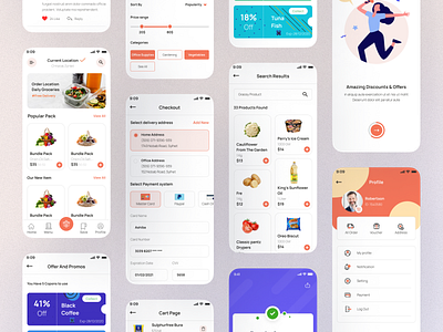 E-Grocery : Food Delivery Mobile Application app delivery food graphic design mobile app ui ui ux website