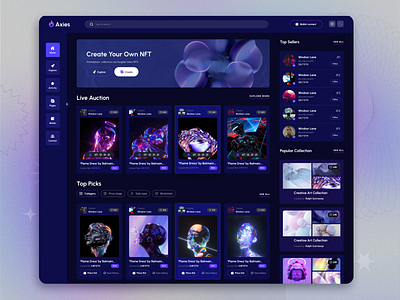 Axies - NFT Marketplace Dashboard branding clean dashboard game landing page marketplace nft ui ui ux website