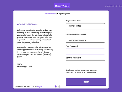 Signup page form fill state ui ux website