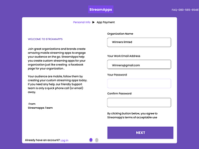 Signup page form fill state