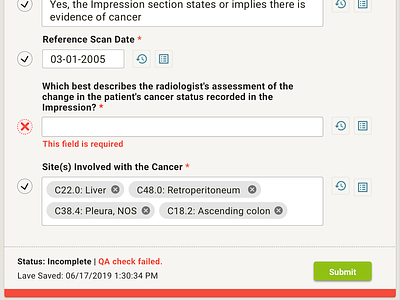 QA Validation Concept cancer form validation healthcare material