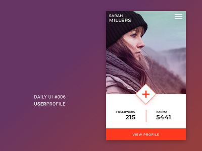 006 daily ui mobile montserrat orange profile social media typography ui user user profile