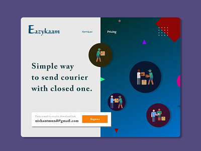 EazyKaam - Simple delivery partner branding design icon illustration landing page design ui web