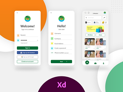 Buy & Sell App UI app design illustration mobile ux xd design xd ui kit