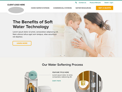 Water systems marketing site. action area call feature hero homepage long nav navigation scroll to utility