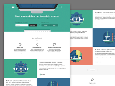 Terminal - Landing page illustrations marketing website responsive terminal web design