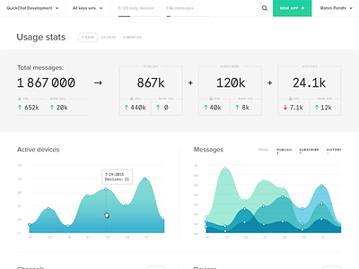 Dashboard I analytics dashboard data visualization graphs minimal stats usage web app