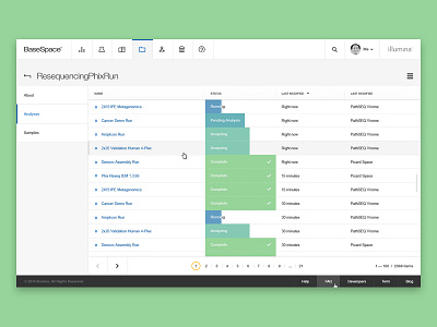 BaseSpace analysis biotech computing genomics illumina minimal process progress resequencing sequencers web app