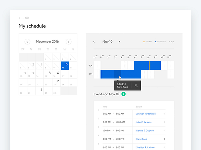 Schedule advisor calendar clean clients events meetings minimal schedule slot time web app