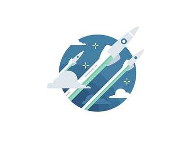 Easily scale up from a small instance to a huge one cloud flat icon illustration minimal rocket simple vector