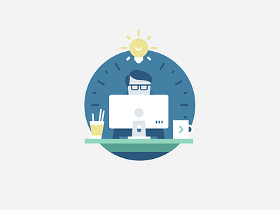 Try out new open source software in seconds clock computer desk flat icon idea illustration minimal simple vector