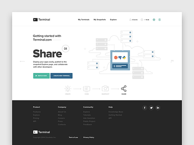 Terminal - On-boarding clean flat getting started illustration minimal onboarding page share terminal web