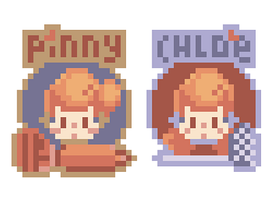 Enamel Pin Design - Pinny & Chloe enamelpin game characters pixel pixel art