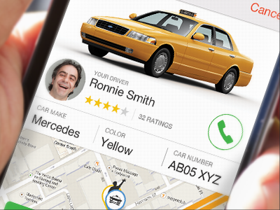 GetTaxi - Driver En Route ios iphone mobile app taxi ui design