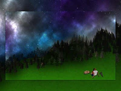 Night cat design designer dog dreamy forest illustration nightsky sky stars