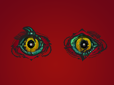 Surreal Eyes abstract art character design collage conspiracy design digital eyes green illustration lizard photoshop red stare surreal vector yellow