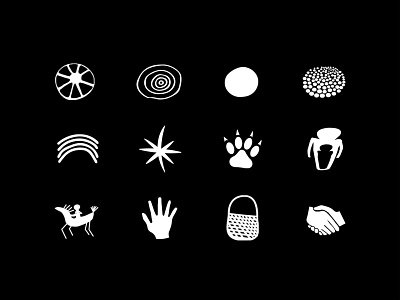 Story Maps - Icons aboriginal australia black and white design dreaming hands history icon icon set indigenous map mark nature story symbol web app