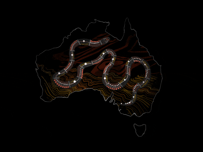 Story Maps - The Creator Animation (Rainbow Serpent) aboriginal adobe after effects animation australia creation dream indigenous iron loop map mythology ochre rainbow red serpent snake time web app yellow