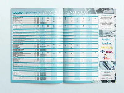 Cadpool Training Center Calendar - Inside 3d archicad architecture autocad autodesk bifold blue blueprint building calendar construction drafting engineer gadgets graphic design print schedule solidworks timetable