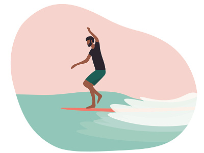 Summery Slide board boy character pastel sea summer surf