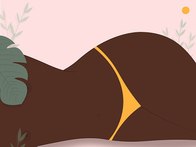Dune(s) bikini black woman character illustration inktober nude summer surf art vector woman illustration