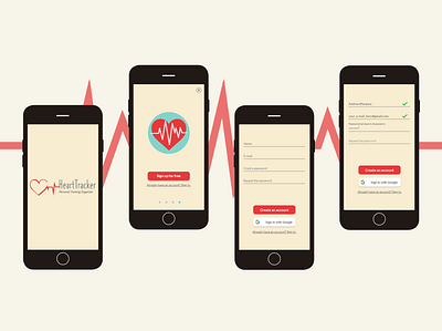 Heart Tracker - Login screens design login onboarding ui ux