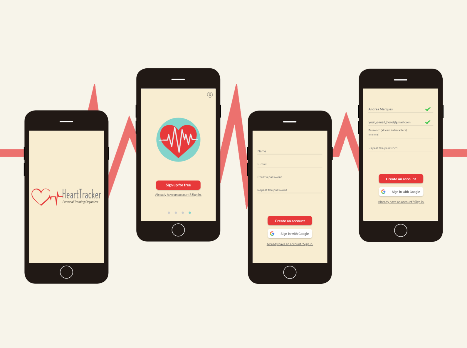 Heart Tracker - Login screens by Andrea Marques on Dribbble