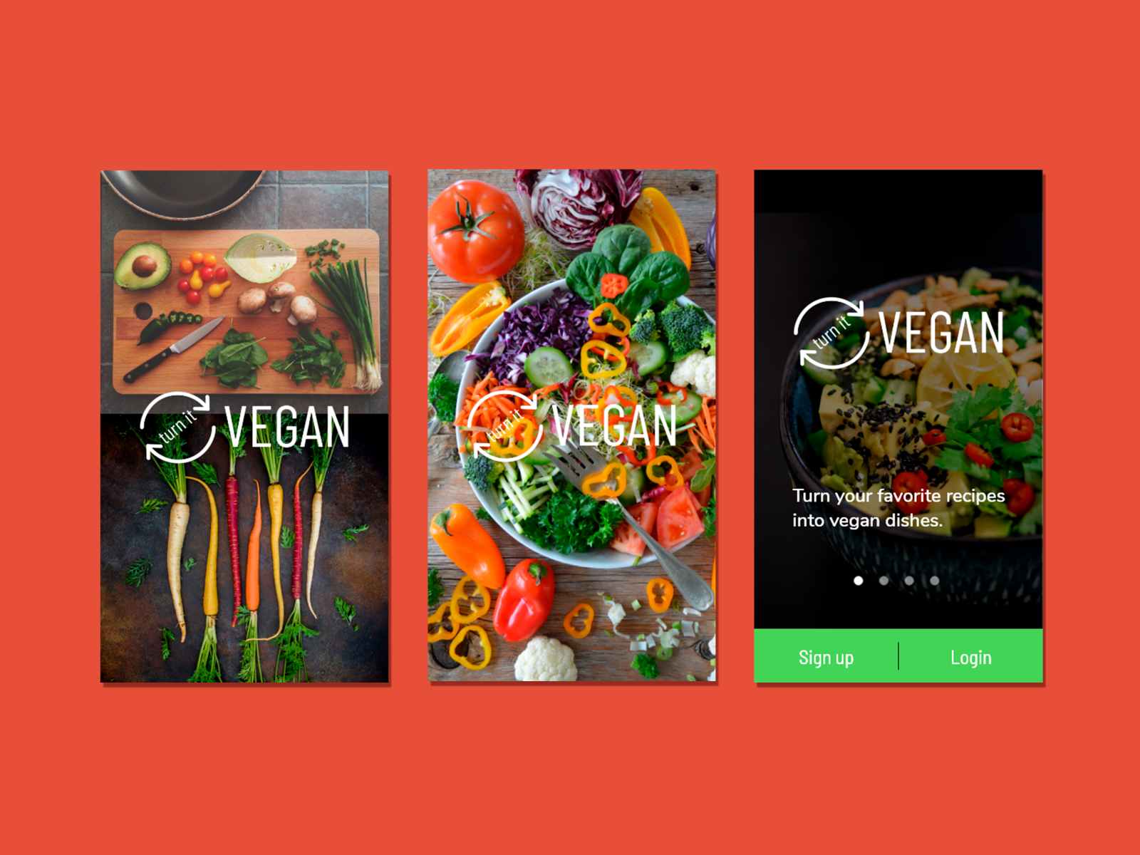 TURN IT VEGAN SPLASH SCREENS by Andrea Marques on Dribbble