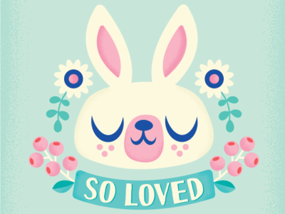 So Loved - Bunny and Flowers bunny cute animal digital art digitalart floral flowers graphic design illustration jsongdesign pastel so loved vector
