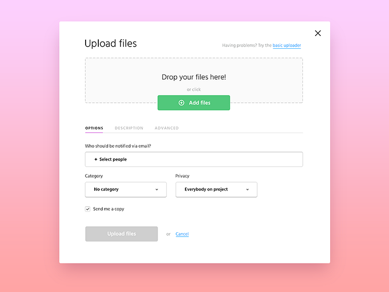 Upload Files Popup by Hrvoje Dominko on Dribbble
