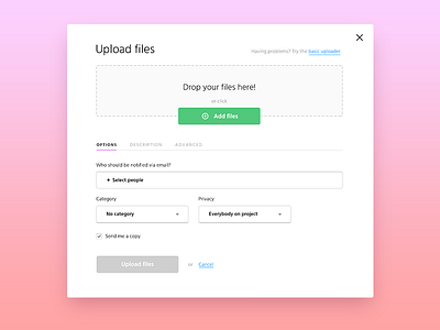 Upload Files Popup app clean files form minimal popup tool ui upload web website