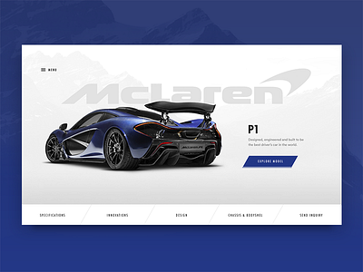 McLaren P1 car clean layout mclaren minimal model p1 simple tabs ui web website