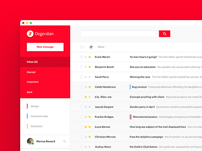 Email Dashboard - UI Challenge app application clean dashboard email flat mail ui ux web website