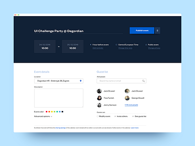 Calendar Invite -UI Challenge app application calendar clean event flat module ui ux web website