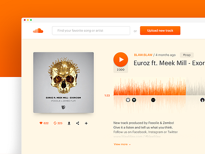 Soundcloud Song Layout / UI Challenge #7 app clean dashboard music play player simple soundcloud ui wave web website