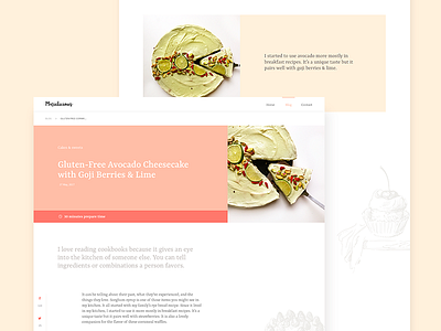Marielicious Food Blog blog clean cooking food illustration recipe typography ui ux website
