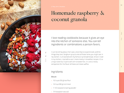 Food Blog Article article blog clean cooking food photography recipe typography ui ux website