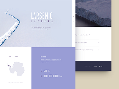 Larsen C Iceberg - Landing page antarctica clean ice landing minimal nature purple ui ux web website