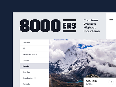 8000ers clean landing layout minimal mountain photography simple typography ui ux web