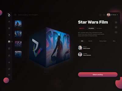 NFT Film - Marketplace buy movie dark concept dashboard film marketplace movie nft uiux