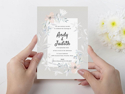 Free Flower Watercolor Wedding Invitation Template