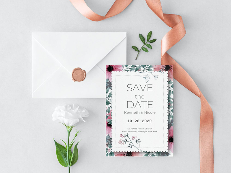 Free Flower Save the Date Wedding Invitation Template by Mika Jalilo on ...
