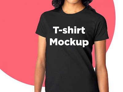 Free Women Black T Shirt Mockup