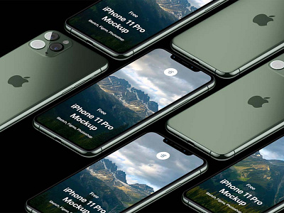 Free iPhone 11 Pro Isometric Mockup