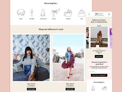 Landing page for ecommerce website Coedition